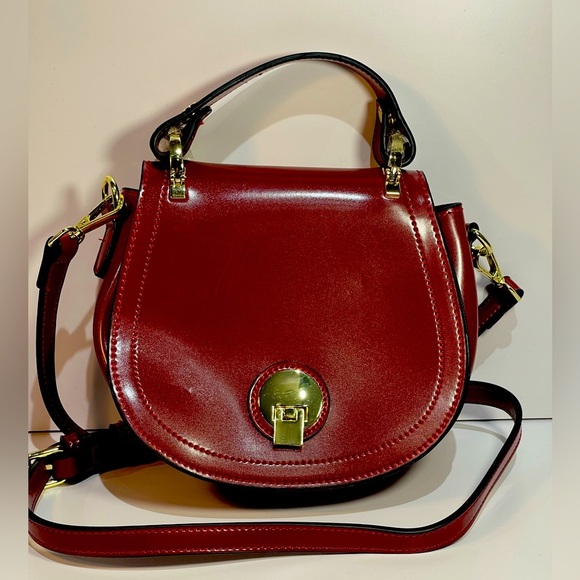 Unbranded Handbags - NWOT Unbranded Vegan Leather Crossbody Bag. Deep Red. Gold Hdwr. 7.5”X8”X2.5”